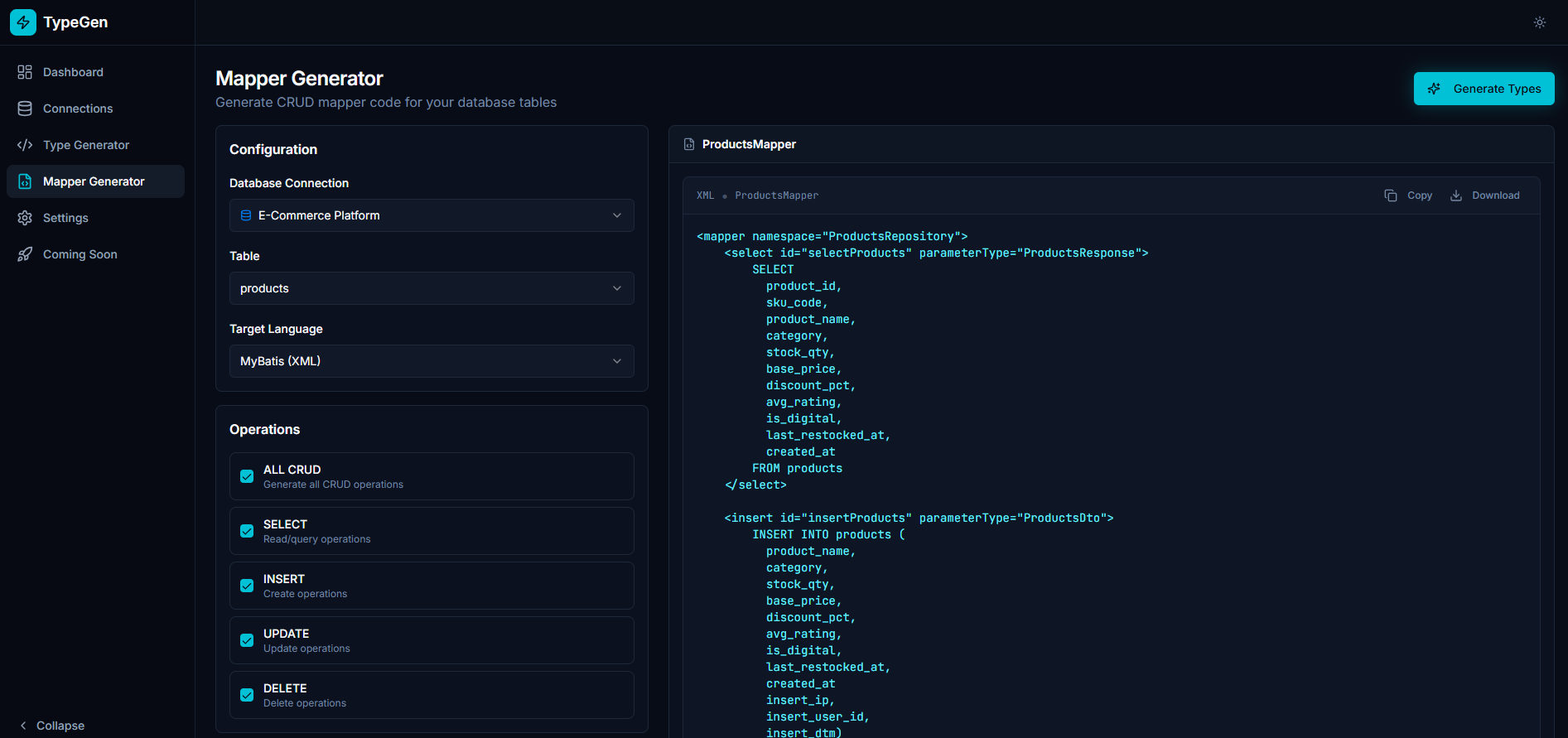 Mapper generator screen